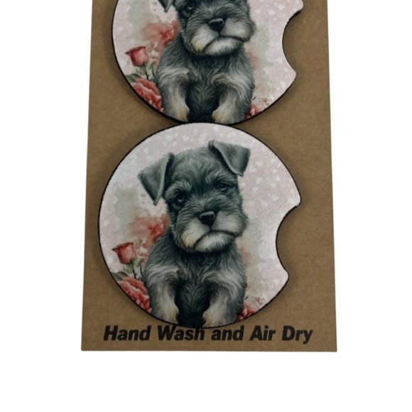 Car Coasters Miniature Schnauzer Dog Life Set of 2 Neoprene Absorbent - Picture 8 of 9
